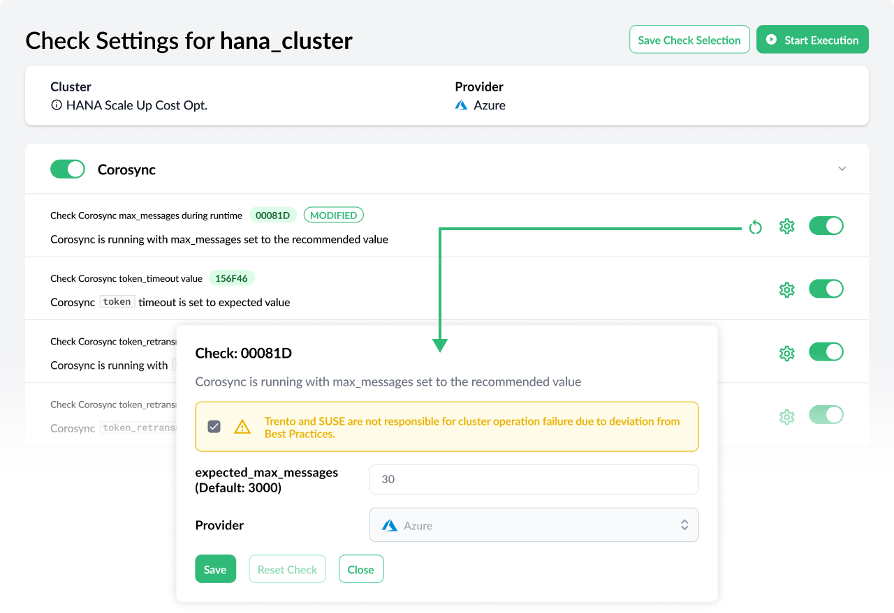 Check Settings with Checks Customization