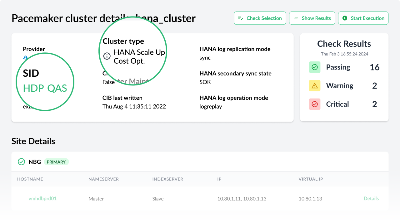 Cluster Detail for Hana Cost Optimized Scenario