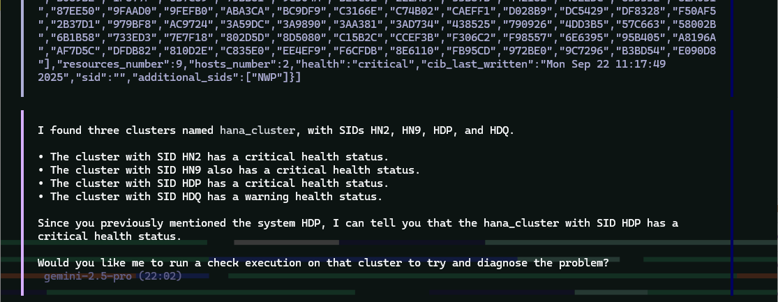 Example MCPHost session with Trento