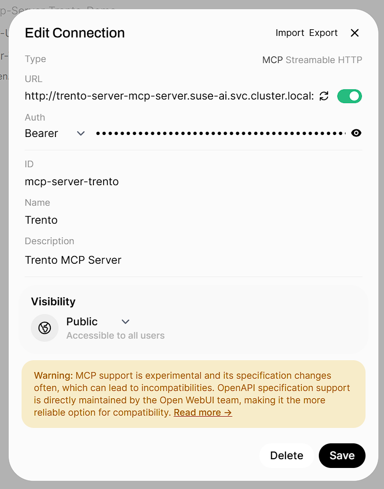 Add the Trento MCP Server as a tool
